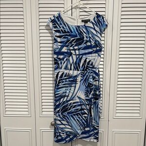 Blue Palm Print Dress